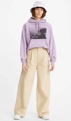 NWT LEVI’S PLEATED HIGH LOOSE PANTS 90’S STYLE KHAKI SZ-27 x 32 thumbnail 4