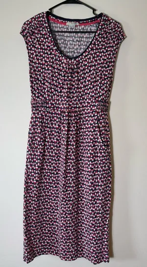 Boden‎ Scoopneck Novelty All Over Print Jersey Dress W/ Pockets Size 8L thumbnail 1