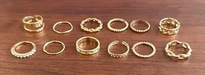 Gold Stacking Ring Set of 10 thumbnail 1
