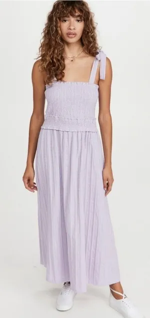 NWT Lost +‎ Wander Angel in Disguise Maxi Dress Small Lavender Smocked Cottage thumbnail 1