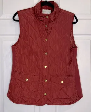 Adrienne Vittadini Women’s Quilted Vest - Burgundy - Size Large thumbnail 1