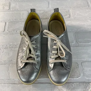 Ecco Sneakers Womens‎ 38 Metallic Silver Leather Lace Up 7 7.5 thumbnail 7