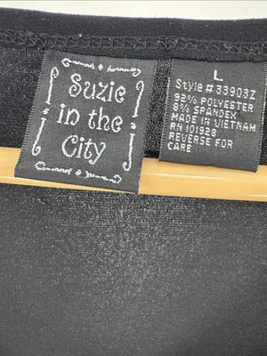 Suzie In The City Black Tunic babydoll ruffle L top Y2K abstract mixed prints thumbnail 6