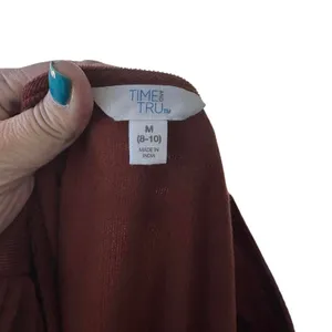 Brown cotton dress with tiered skirt and 3/4 sleeves, size M (8-10) thumbnail 6