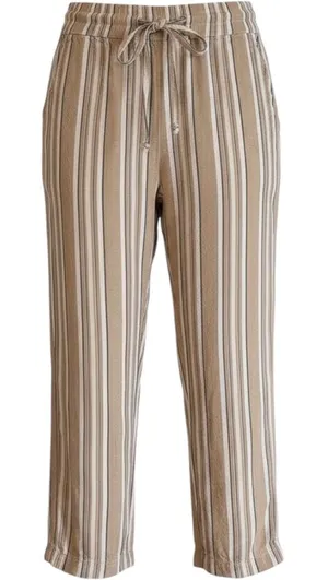 Ann Taylor Factory Pants Tan M Womens Striped Linen Blend Drawstring‎ Casual thumbnail 1