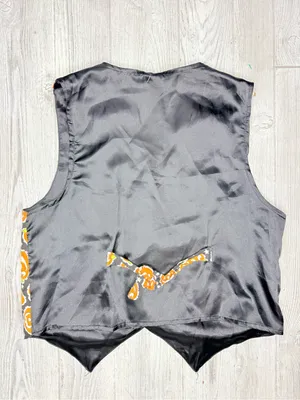 Vintage handmade 90s button front pumpkin print vest Halloween costume / fall md thumbnail 4