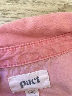 Pact Chambray Denim Mini Shirt Dress Pink Size XS thumbnail 5