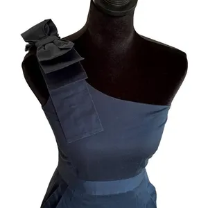 French Connection Navy Blue One Shoulder Bow Mini Dress Pockets Cocktail Party 2 thumbnail 3