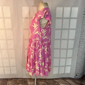 Petal & Pup Pink Cream Tiered Ruffle V-Neck Tropical Mini Sundress Size 4 thumbnail 8