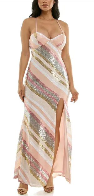 Violet Weekend Pink Blush Sequin Maxi Dress — Size 9/10 — NWT thumbnail 1