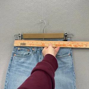 Levis Jeans Womens 24 Light Blue Wedgie Straight Distressed Button Fly Raw Hem thumbnail 6