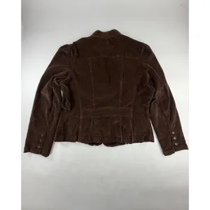 St Johns Bay Stretch Brown Corduroy Jacket Mock Neck Button Front Size L thumbnail 2