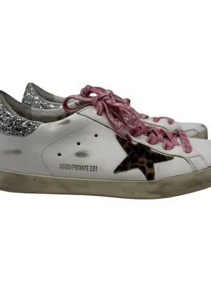 Golden Goose Super-Star Low Top Sneakers Women's IT 40 US 10 White Leopard NWOB thumbnail 2