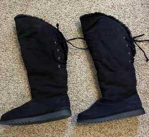 Knee high fur boots Black Size 9 thumbnail 2