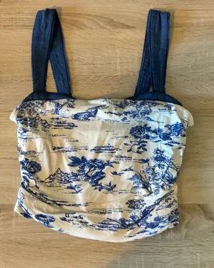 Free People Blue and Cream Tank Top thumbnail 1