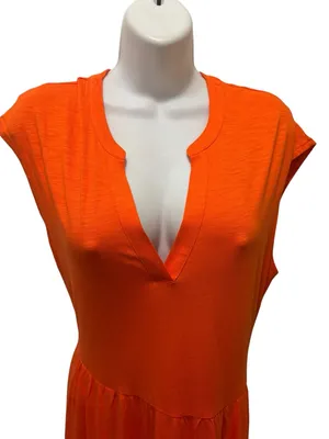 Boden Chloe Notch Jersey Midi Dress Sz 10 Dk Orange Sleeveless Date Night thumbnail 4