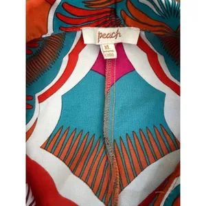Peach Womens XL Multicolor Geometric Medallion Print Front Tie Crop‎ Top thumbnail 5
