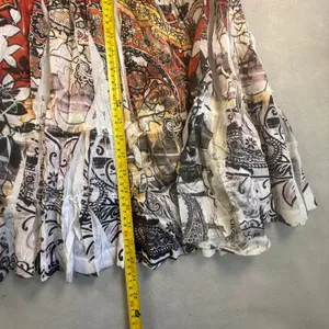 Kaktus Women Red Paisley Floral Broomstick Maxi Skirt Size 14/16W Boho Tiered thumbnail 5
