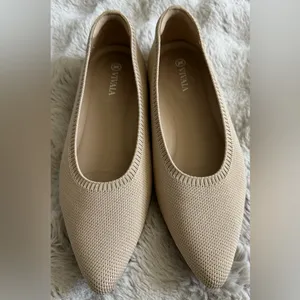 VIVAIA Beige Knit Pointed Toe Flats Sustainable Comfort Shoes EU 38.5 thumbnail 3