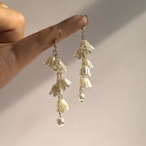 Flower Dangle Drop Earrings for Women Gold thumbnail 5