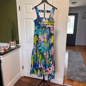 Anthropologie Sunny Midi Maxi Dress Silk Blend Women's Size XS Colorful Tropical thumbnail 3