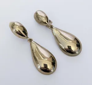 Vintage Clip On Earrings Statement Gold Tone Dangle Chunky thumbnail 2
