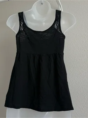Express Y2K Babydoll Tank Top Black Lace Strap Detail Empire Waist XS thumbnail 3