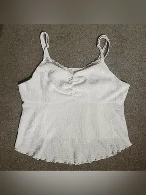 SHEIN White Textured Lace-Trim Summer Tank Top thumbnail 3