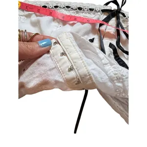 SheIn White Eyelet Black ribbon corset crop top small thumbnail 7