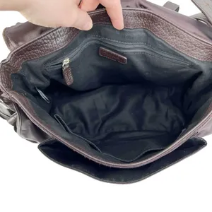 DKNY Brown Suede & Dark Purple Satin Crossbody Purse Bag thumbnail 8