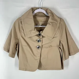 Live a‎ Little Cropped Short Sleeve Jacket NWT Sand Size M thumbnail 1