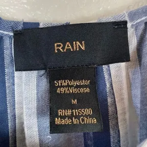 Rain Chambray Blue Striped Knot Hem Half Sleeve Blouse Blue Size M thumbnail 6