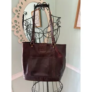 Brahmin Tote Bag Womens Medium Burgundy Good Leather Croc Embossed Vintage‎ thumbnail 4