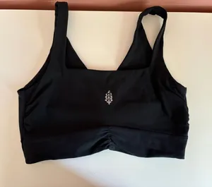 Free People Black Sports Bra with Center Crystal Detail thumbnail 1