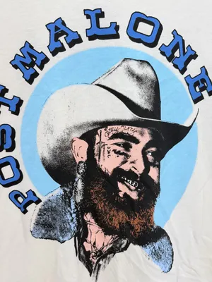 Post Malone Cowboy Off-the-Shoulder Graphic Off-White Tee thumbnail 2