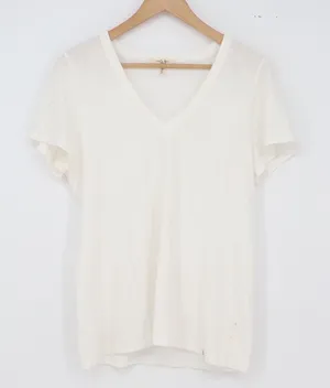 rag & bone T-Shirt Womens Medium V-Neck White Organic Pima Cotton Slub Good thumbnail 1