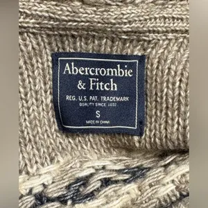 Abercrombie & Fitch Fairisle Tan, Blue and Cream Cardigan Size S thumbnail 6