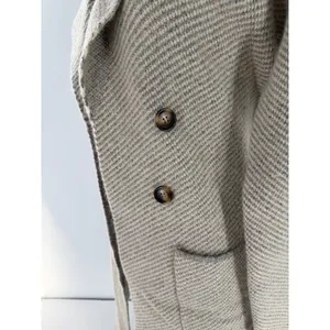 Magnolia Boutique M/L Womens Herringbone Double Breasted Long Coat Quiet Luxury thumbnail 5
