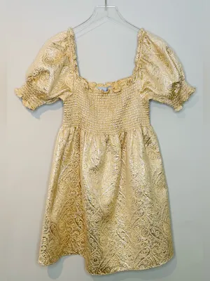 Hill House Athena Nap Gold Brocade Babydoll Mini Dress thumbnail 12