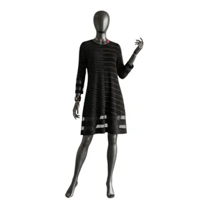 IC by Connie K Black Stretchy Wearable Art to Wear Dress Artsy Striped Size 2X thumbnail 11