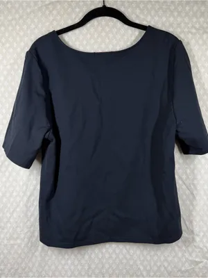 Quince Dark Blue Ultra Stretch Ponte Short Sleeve Top thumbnail 7