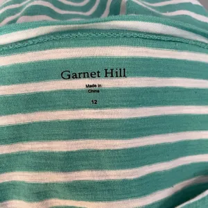 Garnet Hill Dress Womens 12 Green‎ White Striped Cotton Casual Nautical Coastal thumbnail 9