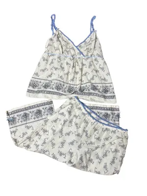 Vintage E By Eloise Anthropologie Swiss Dot Pajama Set Small Toile Floral thumbnail 1