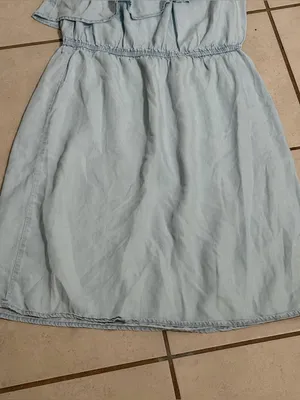 Old Navy Women Chambray‎ Spring Light Blue One-Shoulder Ruffle Dress size S thumbnail 3