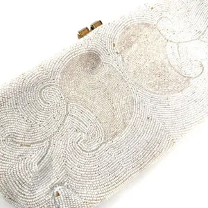 Vintage‎ Beaded iridescent Delill handbag clutch bag made in Belgium white thumbnail 7