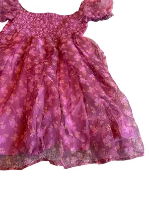 Altar'd State Floral Print Mini Dress Puff Sleeves Full Skirt Size Medium thumbnail 13