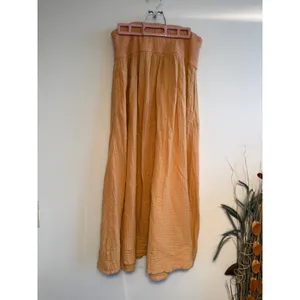 Free People Apricot Orange Gauze Button Down Maxi Skirt Ribbed Waist Small thumbnail 3