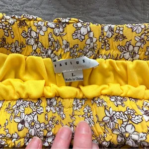 Two Piece Yellow Floral FavLux Crop Top and Skirt Set thumbnail 2