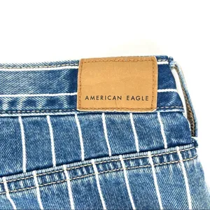 American Eagle Indigo Striped Hi‎ Rise Mom Jean Size 8 Blue NWT thumbnail 7
