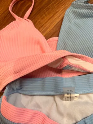 Ribbed Bikini Set - Pink & Light Blue thumbnail 5